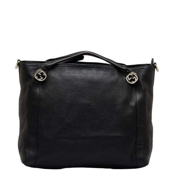 グッチ インターロッキングG ハンドバッグ ショルダーバッグ 2WAY 323675 ブラック レザー レディース GUCCI 【中古】