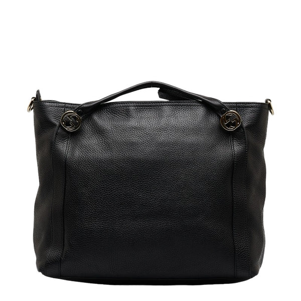 グッチ インターロッキングG ハンドバッグ ショルダーバッグ 2WAY 323675 ブラック レザー レディース GUCCI 【中古】