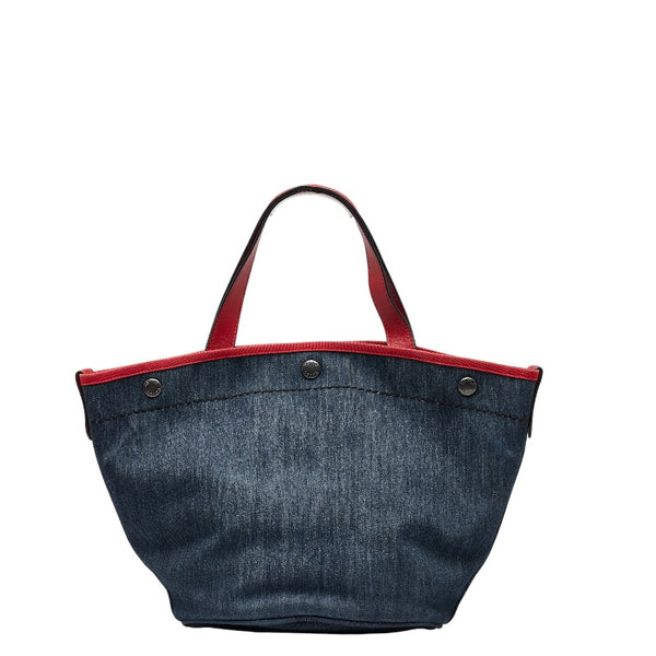 プラダ ハンドバッグ ショルダーバッグ 2WAY ブルー レッド デニム レザー レディース PRADA 【中古】
