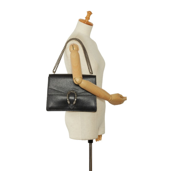 グッチ ディオニュソス チェーン ショルダーバッグ 403348 ブラック  シルバー レザー レディース GUCCI 【中古】