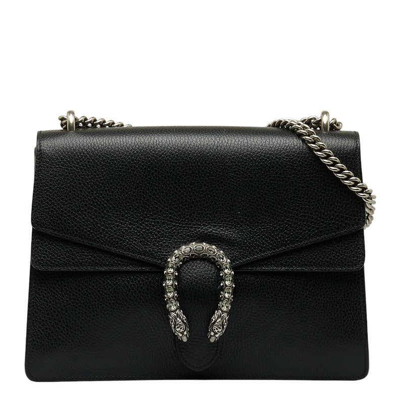 グッチ ディオニュソス チェーン ショルダーバッグ 403348 ブラック  シルバー レザー レディース GUCCI 【中古】