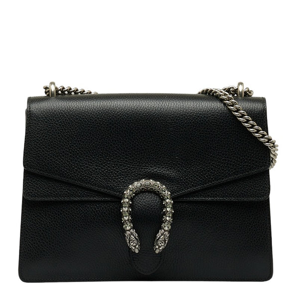 グッチ ディオニュソス チェーン ショルダーバッグ 403348 ブラック  シルバー レザー レディース GUCCI 【中古】