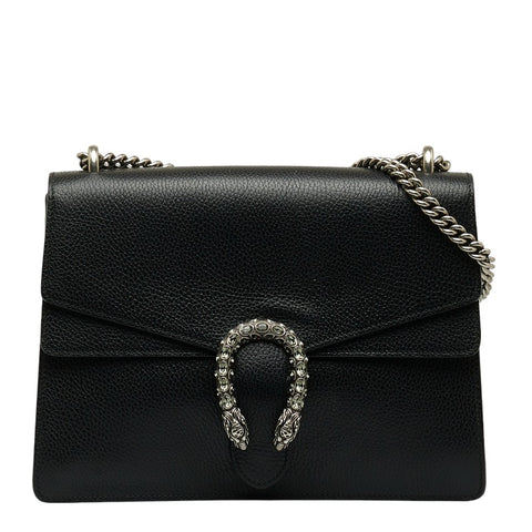 グッチ ディオニュソス チェーン ショルダーバッグ 403348 ブラック  シルバー レザー レディース GUCCI 【中古】