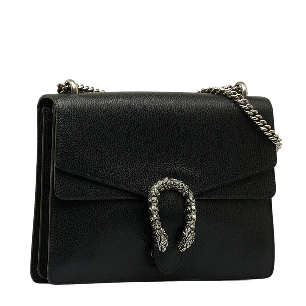 グッチ ディオニュソス チェーン ショルダーバッグ 403348 ブラック  シルバー レザー レディース GUCCI 【中古】