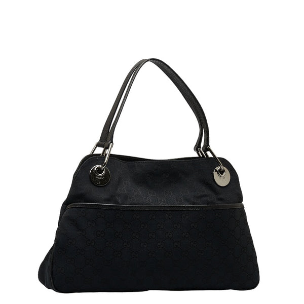 グッチ GGキャンバス ハンドバッグ トートバッグ 121023 ブラック キャンバス レザー レディース GUCCI 【中古】