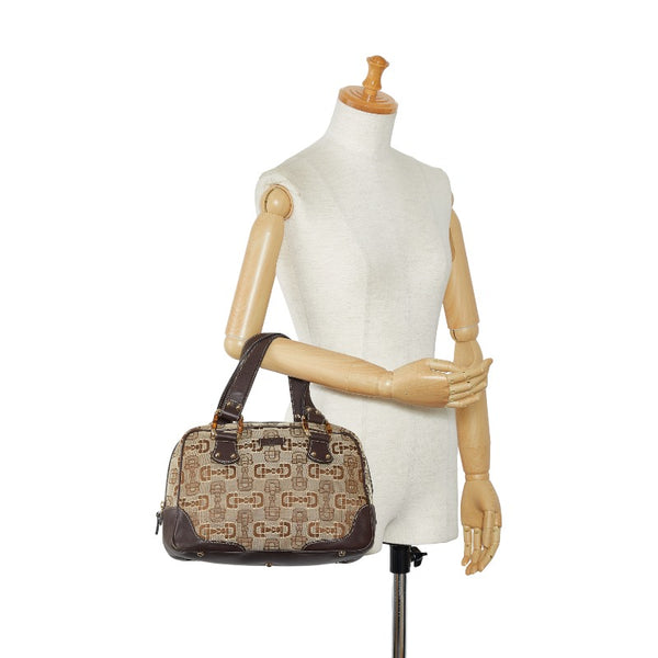 グッチ ホースビット柄 ハンドバッグ 248271 ベージュ ブラウン キャンバス レザー レディース GUCCI 【中古】