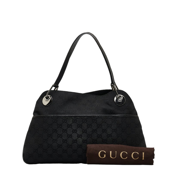 グッチ GGキャンバス ハンドバッグ トートバッグ 121023 ブラック キャンバス レザー レディース GUCCI 【中古】