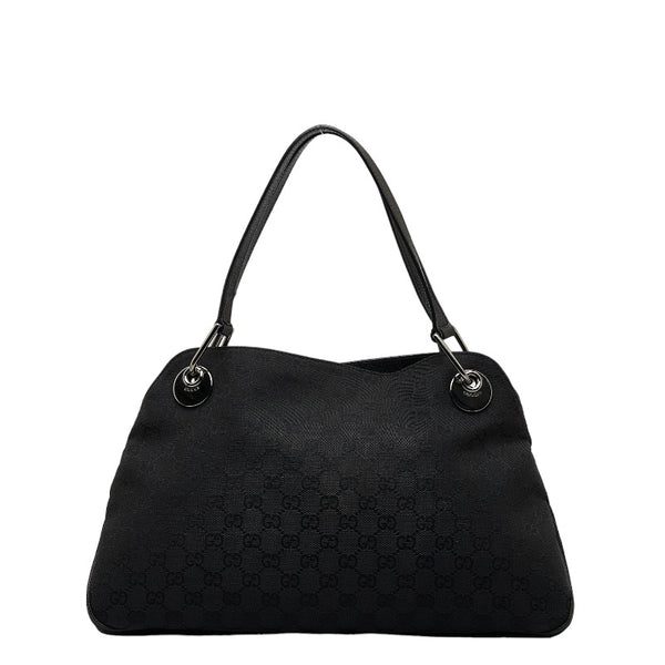 グッチ GGキャンバス ハンドバッグ トートバッグ 121023 ブラック キャンバス レザー レディース GUCCI 【中古】