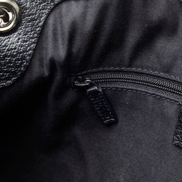 グッチ GGキャンバス ハンドバッグ トートバッグ 121023 ブラック キャンバス レザー レディース GUCCI 【中古】