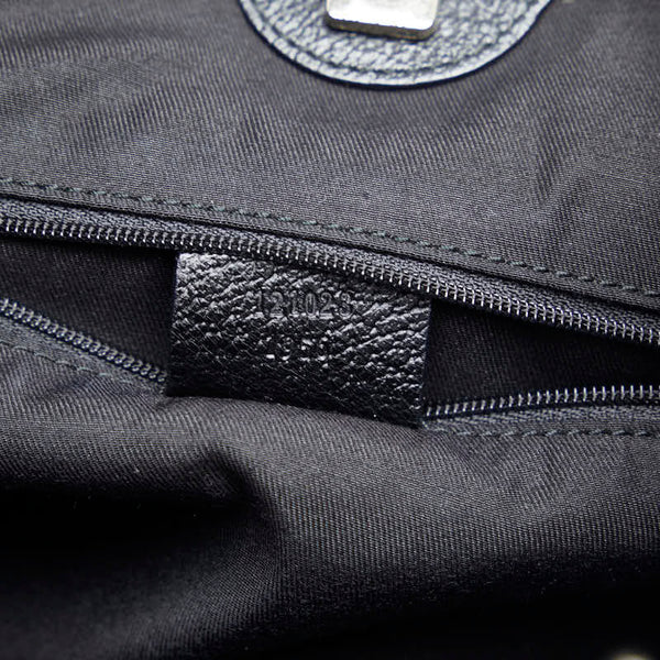 グッチ GGキャンバス ハンドバッグ トートバッグ 121023 ブラック キャンバス レザー レディース GUCCI 【中古】