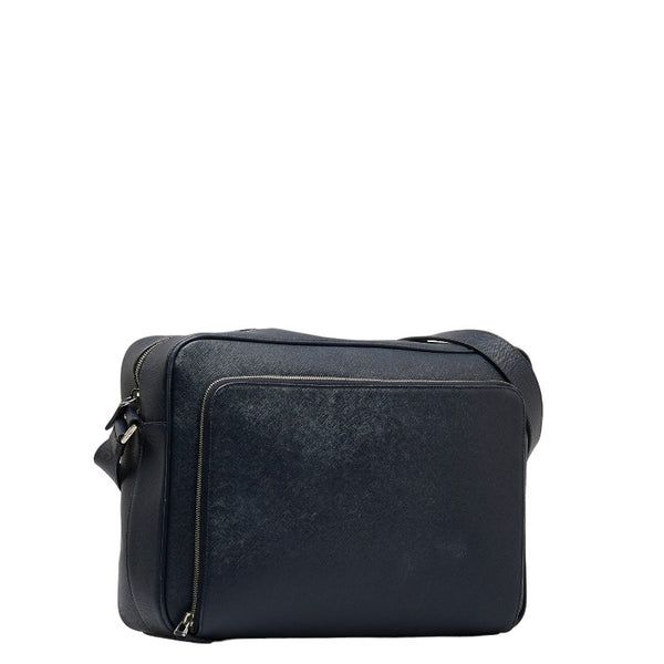 プラダ サフィアーノ メッセンジャーバッグ ショルダーバッグ VA0998 ネイビー レザー メンズ PRADA 【中古】