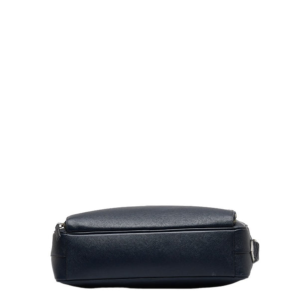 プラダ サフィアーノ メッセンジャーバッグ ショルダーバッグ VA0998 ネイビー レザー メンズ PRADA 【中古】