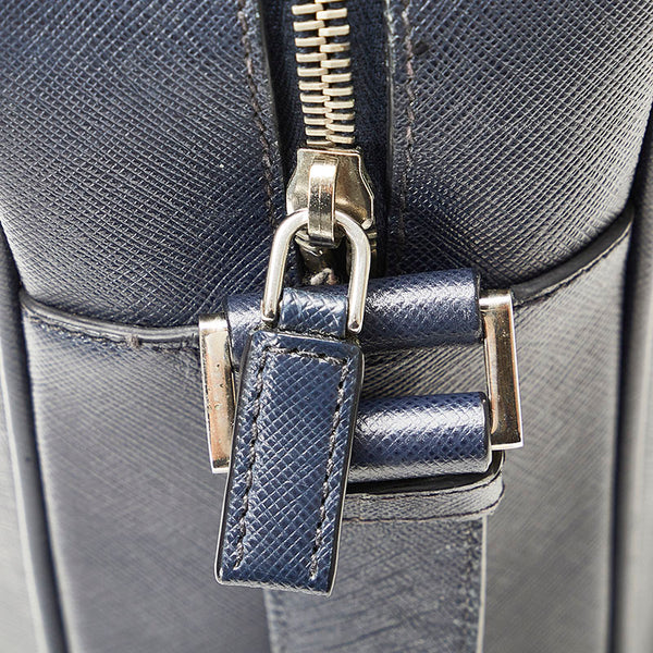 プラダ サフィアーノ メッセンジャーバッグ ショルダーバッグ VA0998 ネイビー レザー メンズ PRADA 【中古】