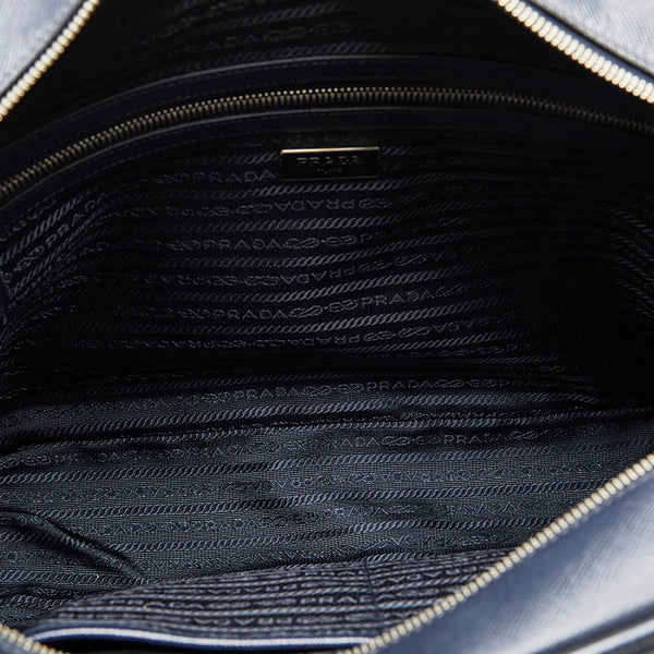 プラダ サフィアーノ メッセンジャーバッグ ショルダーバッグ VA0998 ネイビー レザー メンズ PRADA 【中古】