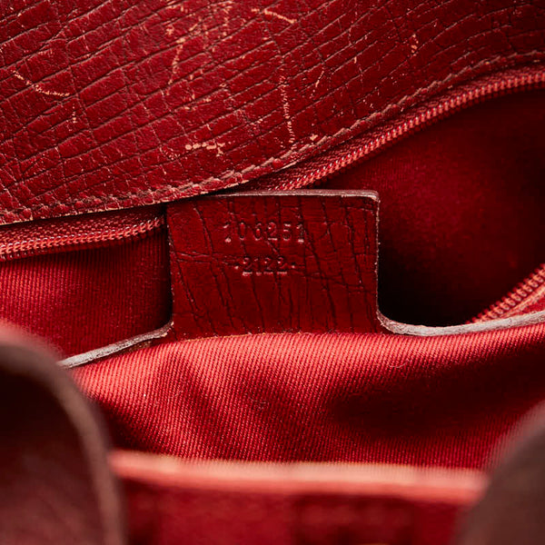 グッチ GGキャンバス ゴールド金具 ハンドバッグ トートバッグ 106251 レッド キャンバス レザー レディース GUCCI 【中古】