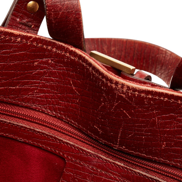 グッチ GGキャンバス ゴールド金具 ハンドバッグ トートバッグ 106251 レッド キャンバス レザー レディース GUCCI 【中古】