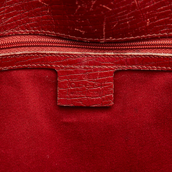 グッチ GGキャンバス ゴールド金具 ハンドバッグ トートバッグ 106251 レッド キャンバス レザー レディース GUCCI 【中古】