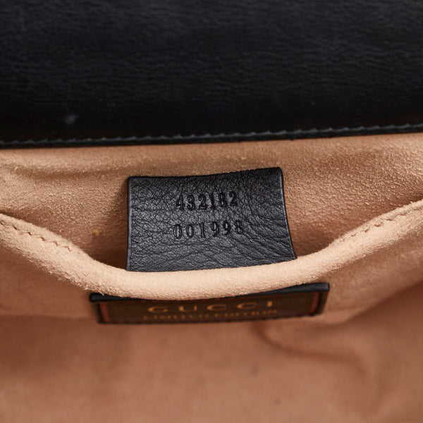 グッチ ストロベリーパドロック チェーン ショルダーバッグ 432182 ブラック レザー ラインストーン レディース GUCCI 【中古】