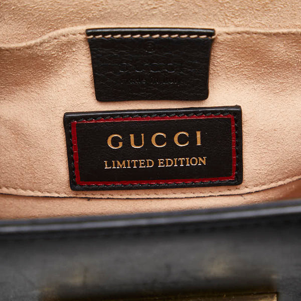 グッチ ストロベリーパドロック チェーン ショルダーバッグ 432182 ブラック レザー ラインストーン レディース GUCCI 【中古】