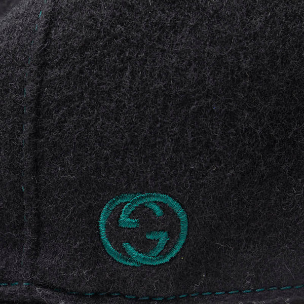 グッチ シェリーライン キャップ ベースボールキャップ ブラック ウール レディース GUCCI 【中古】
