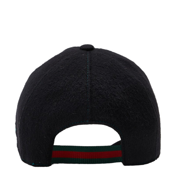 グッチ シェリーライン キャップ ベースボールキャップ ブラック ウール レディース GUCCI 【中古】