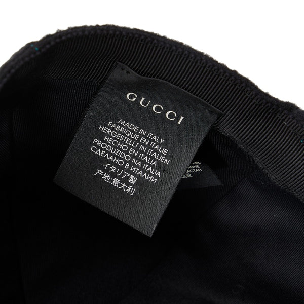 グッチ シェリーライン キャップ ベースボールキャップ ブラック ウール レディース GUCCI 【中古】