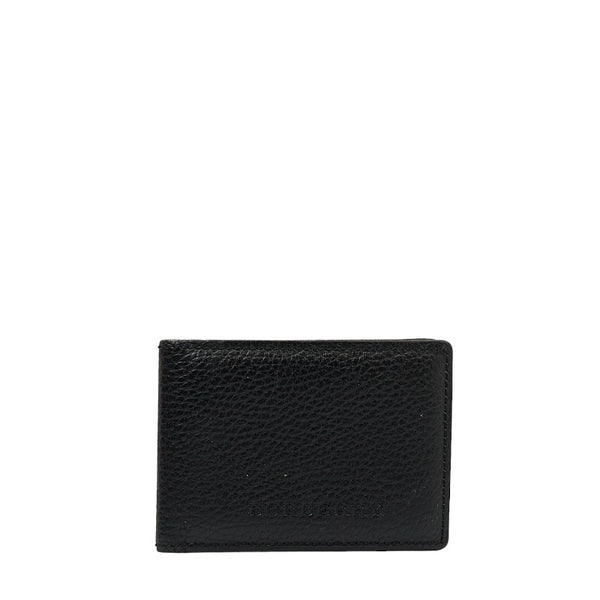 バーバリー ノバチェック ロゴ型押し パスケース 定期入れ ブラック レザー メンズ BURBERRY 【中古】