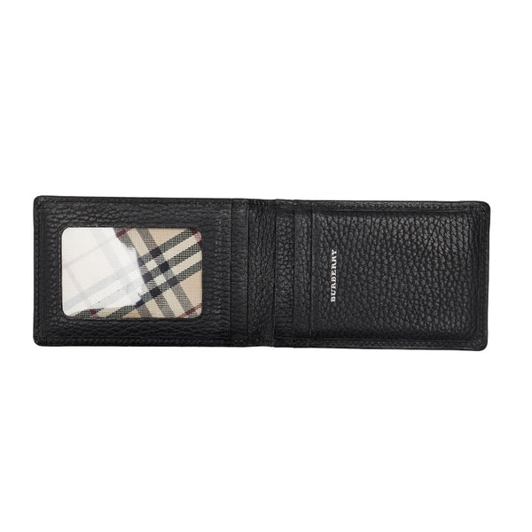 バーバリー ノバチェック ロゴ型押し パスケース 定期入れ ブラック レザー メンズ BURBERRY 【中古】