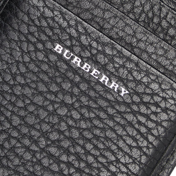 バーバリー ノバチェック ロゴ型押し パスケース 定期入れ ブラック レザー メンズ BURBERRY 【中古】