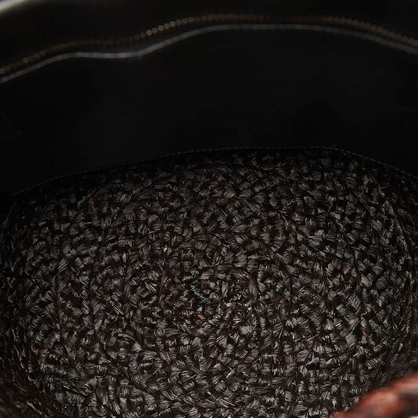 サンローラン パニエ スモール ハンドバッグ バケツ 579518 ブラウン ブラック ラフィア レディース SAINT LAURENT 【中古】