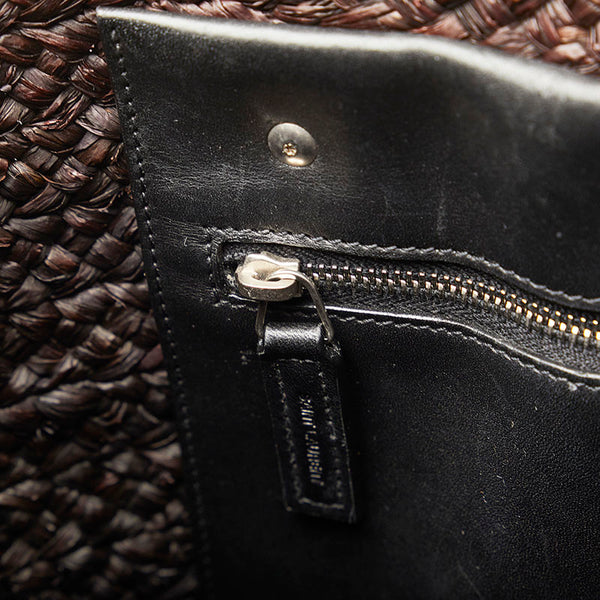 サンローラン パニエ スモール ハンドバッグ バケツ 579518 ブラウン ブラック ラフィア レディース SAINT LAURENT 【中古】