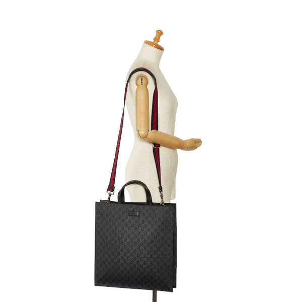 グッチ GGスプリーム トートバッグ ショルダーバッグ 2WAY 495559 ブラック PVC レザー レディース GUCCI 【中古】