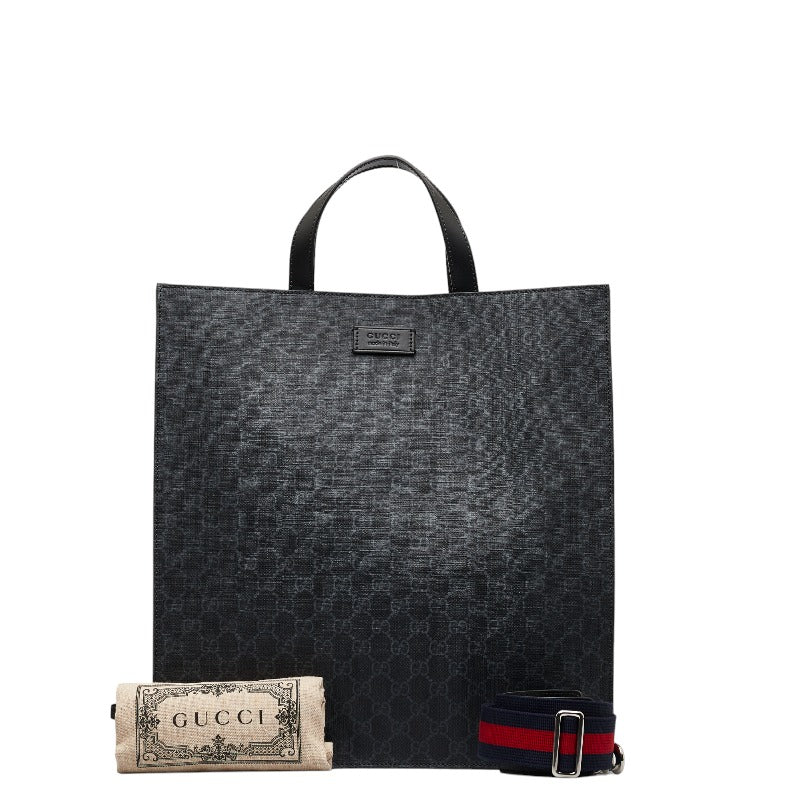 グッチ GGスプリーム トートバッグ ショルダーバッグ 2WAY 495559 ブラック PVC レザー レディース GUCCI 【中古】