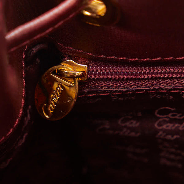 カルティエ マストライン 巾着 ショルダーバッグ ワインレッド レザー レディース CARTIER 【中古】