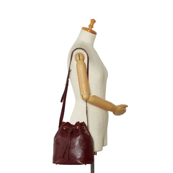 カルティエ マストライン 巾着 ショルダーバッグ ワインレッド レザー レディース CARTIER 【中古】