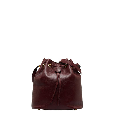 カルティエ マストライン 巾着 ショルダーバッグ ワインレッド レザー レディース CARTIER 【中古】