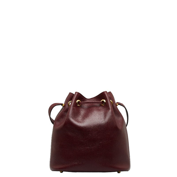 カルティエ マストライン 巾着 ショルダーバッグ ワインレッド レザー レディース CARTIER 【中古】