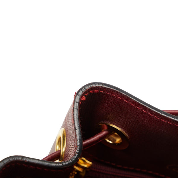 カルティエ マストライン 巾着 ショルダーバッグ ワインレッド レザー レディース CARTIER 【中古】