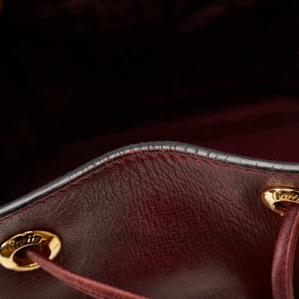 カルティエ マストライン 巾着 ショルダーバッグ ワインレッド レザー レディース CARTIER 【中古】