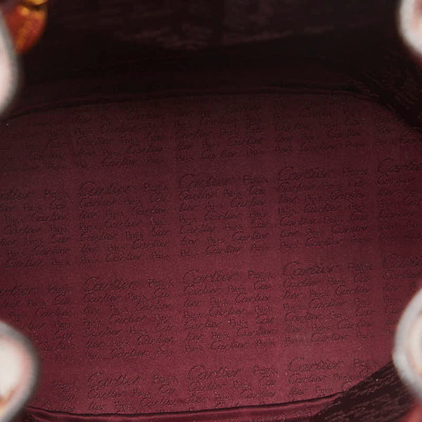 カルティエ マストライン 巾着 ショルダーバッグ ワインレッド レザー レディース CARTIER 【中古】