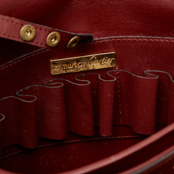 カルティエ マストライン 斜め掛け ショルダーバッグ ボルドー ワインレッド レザー レディース CARTIER 【中古】