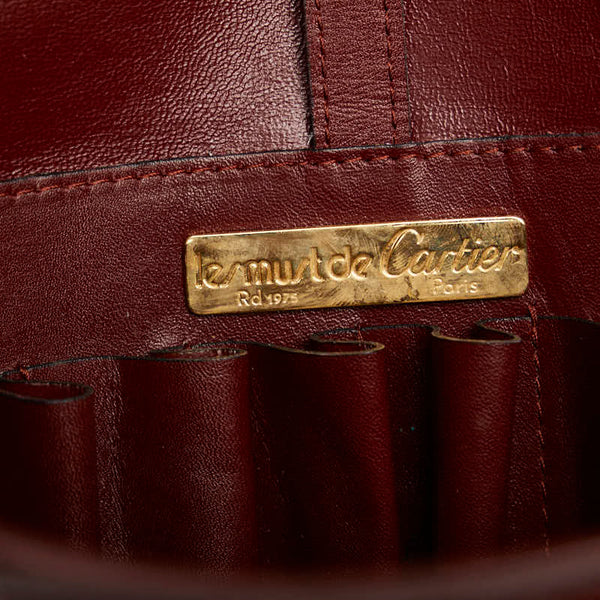 カルティエ マストライン 斜め掛け ショルダーバッグ ボルドー ワインレッド レザー レディース CARTIER 【中古】