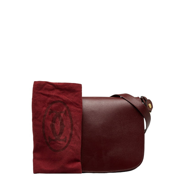 カルティエ マストライン 斜め掛け ショルダーバッグ ボルドー ワインレッド レザー レディース CARTIER 【中古】