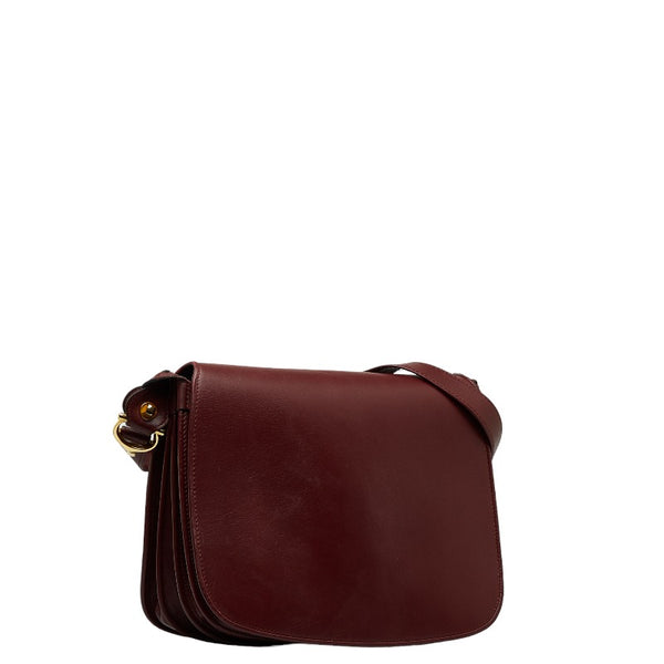 カルティエ マストライン 斜め掛け ショルダーバッグ ボルドー ワインレッド レザー レディース CARTIER 【中古】