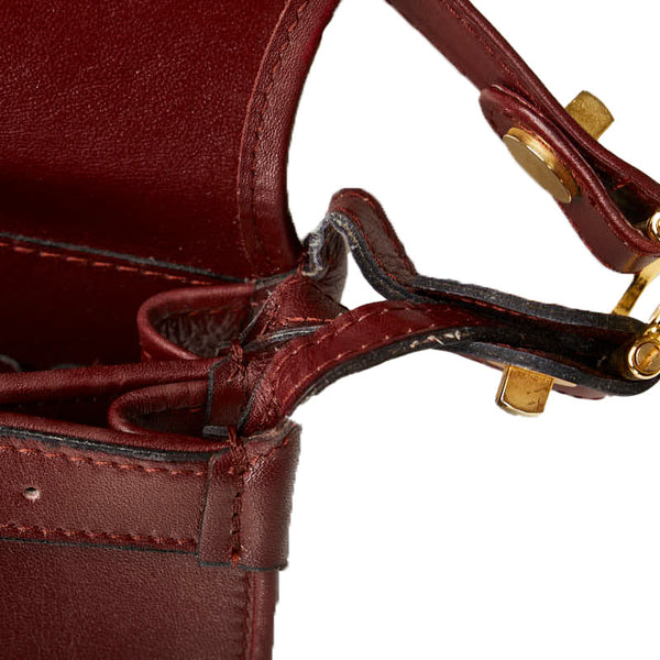 カルティエ マストライン 斜め掛け ショルダーバッグ ボルドー ワインレッド レザー レディース CARTIER 【中古】