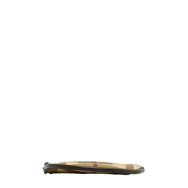 バーバリー ノバチェック ロゴ金具 小銭入れ コインケース ベージュ ブラウン PVC レザー レディース BURBERRY 【中古】