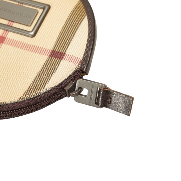 バーバリー ノバチェック ロゴ金具 小銭入れ コインケース ベージュ ブラウン PVC レザー レディース BURBERRY 【中古】