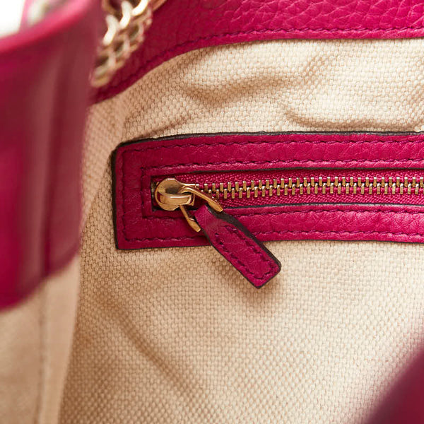 グッチ インターロッキングG ソーホー タッセルフリンジ チェーン ショルダーバッグ 308982 ピンク レザー レディース GUCCI 【中古】