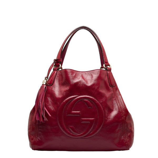 グッチ インターロッキングG ソーホー セラリウス タッセル ハンドバッグ ショルダーバッグ 282309 ピンク パテントレザー レディース GUCCI 【中古】