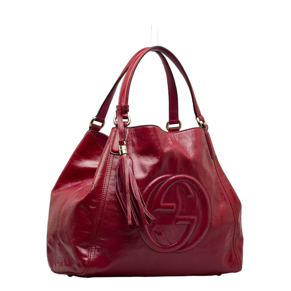 グッチ インターロッキングG ソーホー セラリウス タッセル ハンドバッグ ショルダーバッグ 282309 ピンク パテントレザー レディース GUCCI 【中古】